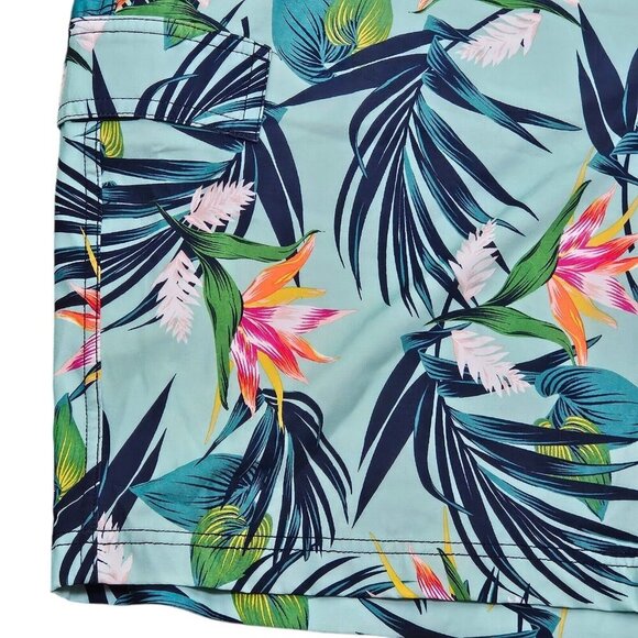[g] George Green Tropical Print Swim Trunks Size XL (40-42) Cargo Pocket Elastic - Picture 6 of 8
